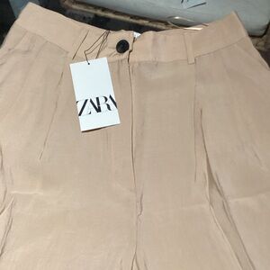 Zara Light Tan Pleated Pants